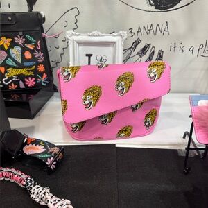 Min & Mon Pink Crossbody Bag with Tiger Print NEW NEVER USED